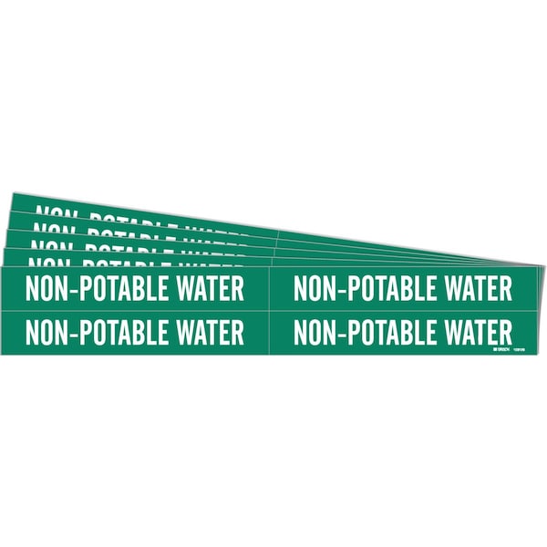 Brady NON-POTABLE WATER Pipe Marker Style 4 Polyester White on Green 4 per Card, 5 PK 106129-PK - main